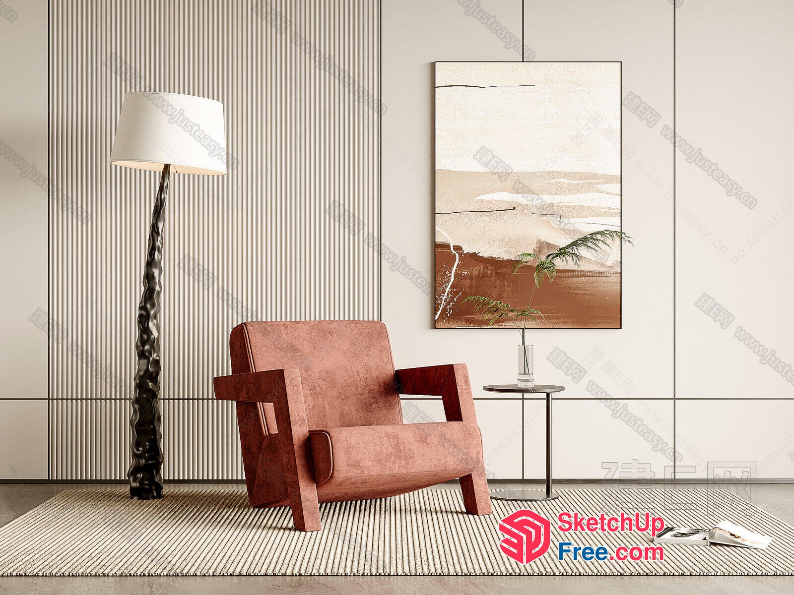Modern Minimalist Living Room With Neutral Tones And Natural Light 3D SketchUp File