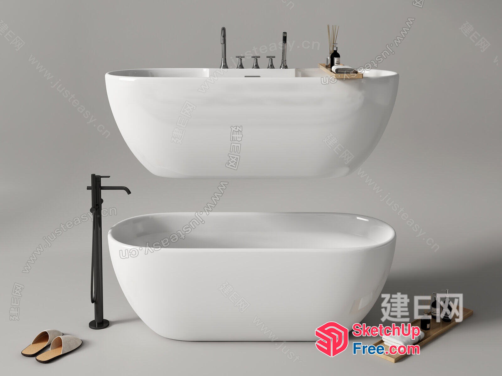 Elegant White Bathtub And Sink Setup 3D SketchUp File
