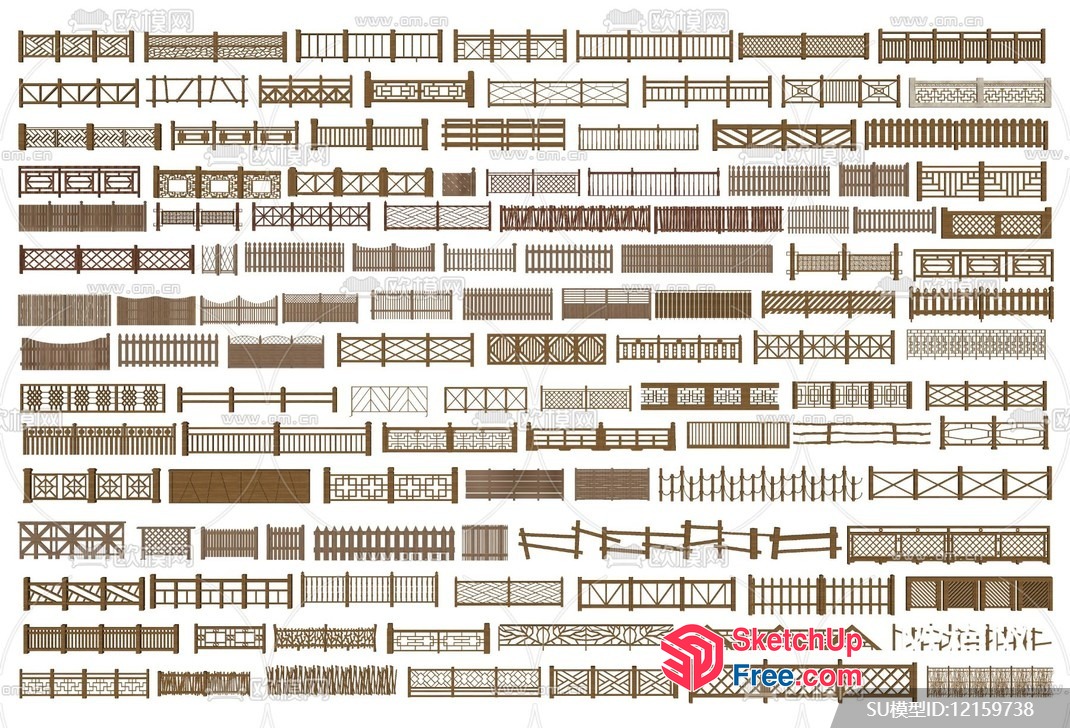 Wooden Fences And Railing Designs 3D SketchUp File