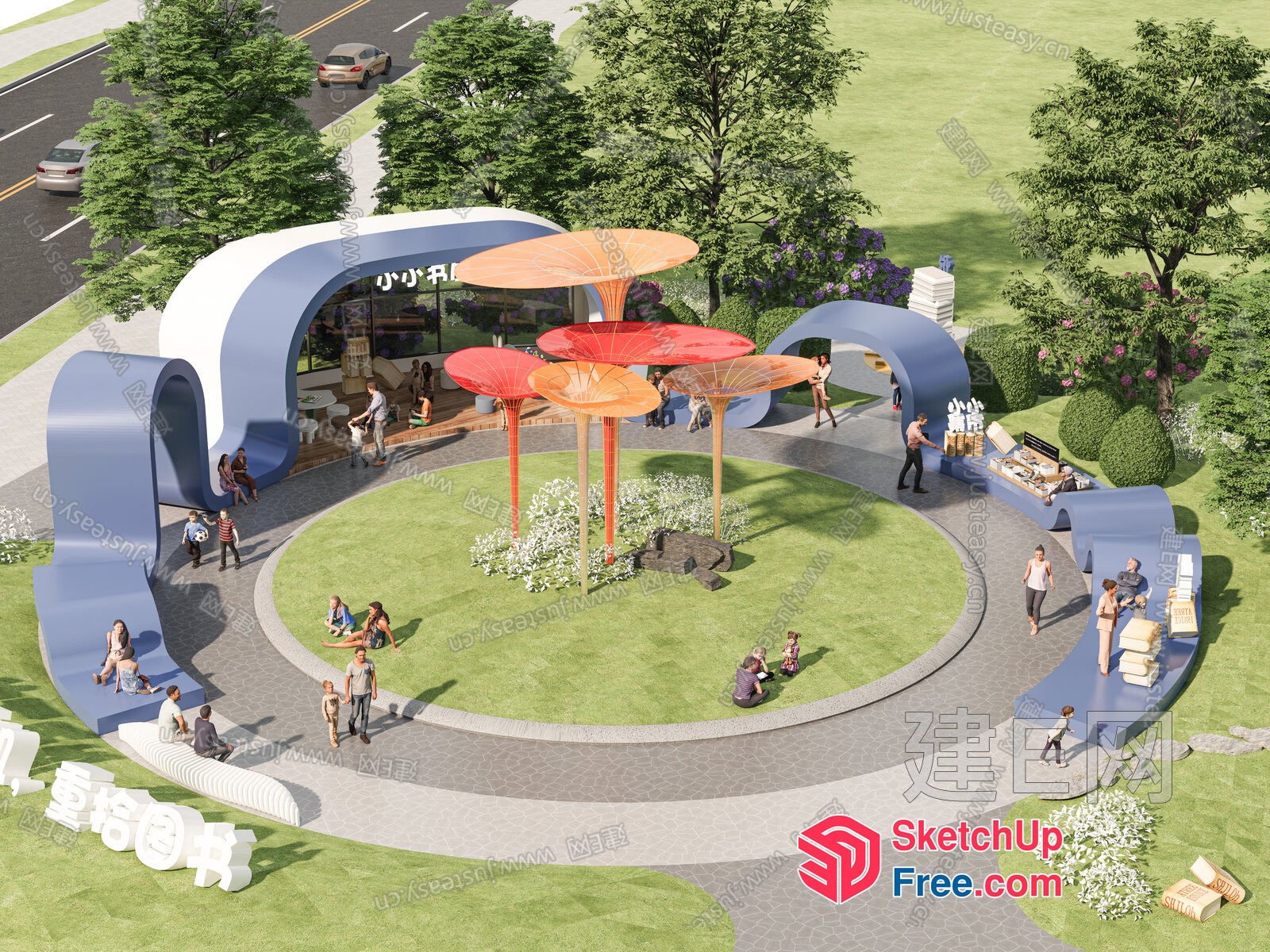 Modern Outdoor Shopping Mall 3D SketchUp File