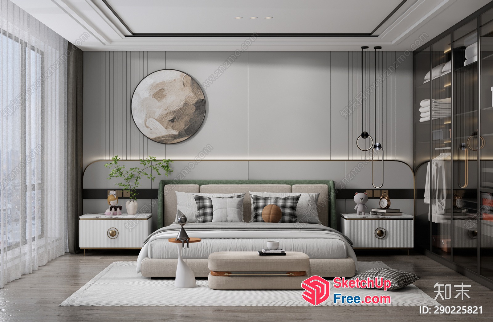 Modern Minimalist Bedroom Interior Design With Natural Light 3D SketchUp File