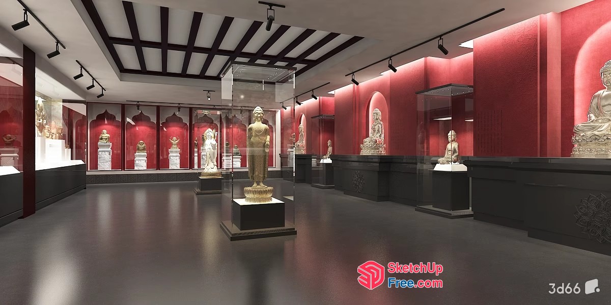 Antique Statues In A Museum Gallery Setting 3D SketchUp File