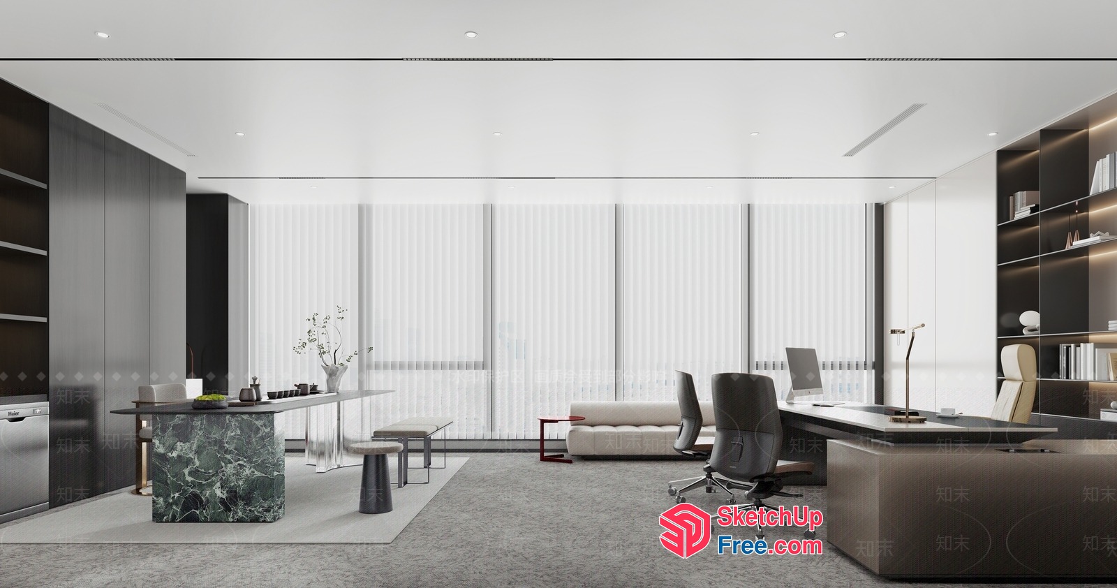 Modern Office Space With Sleek Furniture And Natural Light 3D SketchUp File