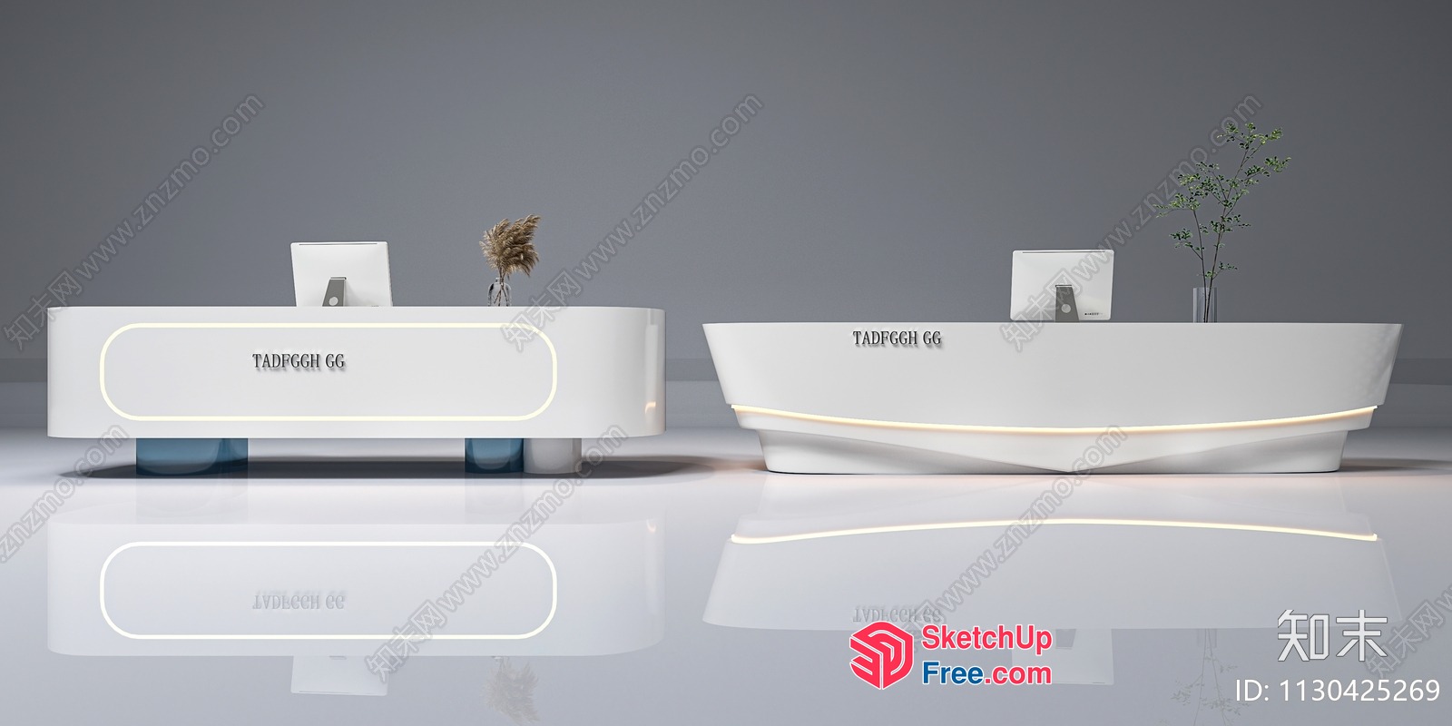 Modern Reception Desk Design With Sleek White Finish 3D SketchUp File
