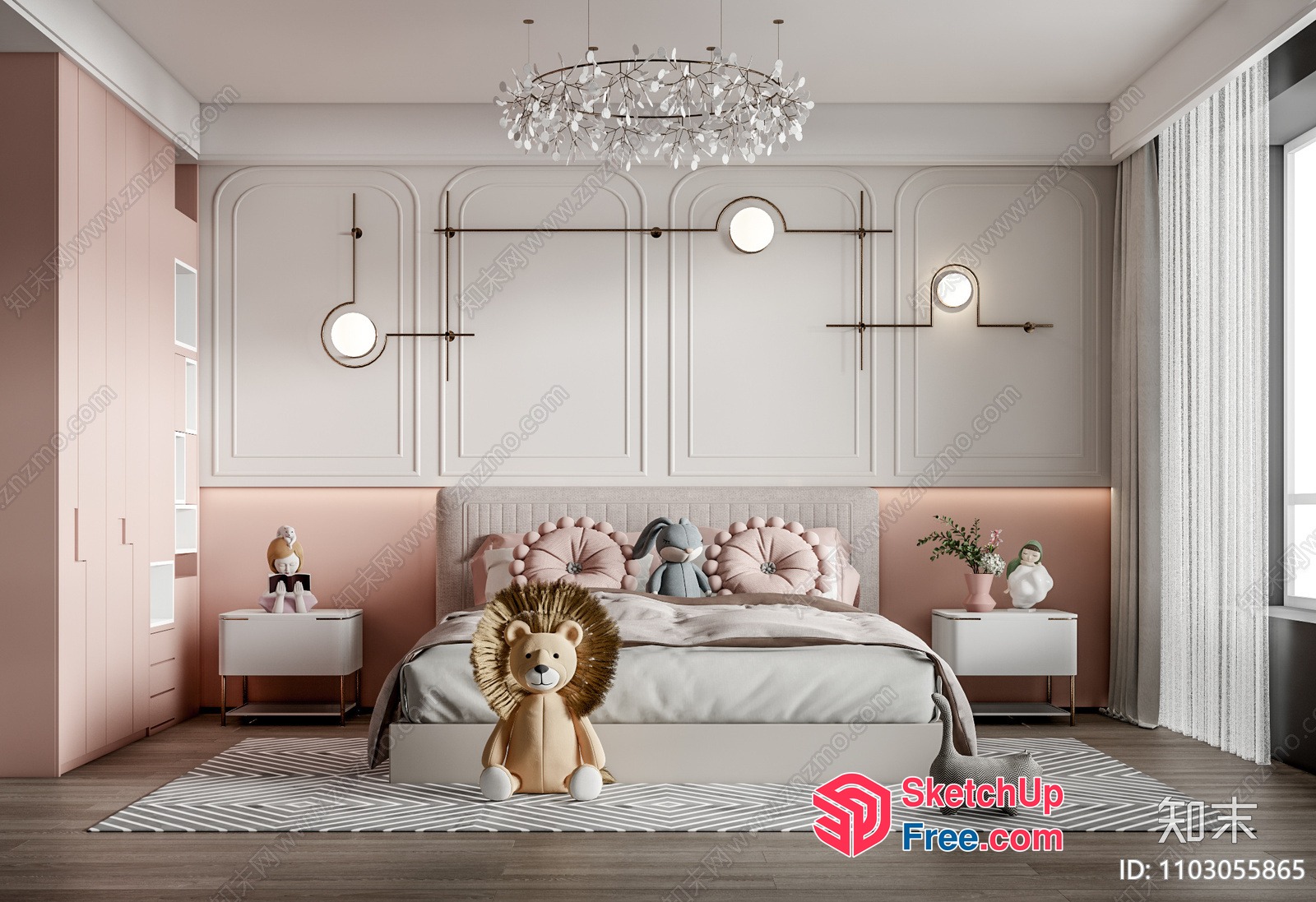 Elegant Modern European Style Children'S Bedroom 3D SketchUp File