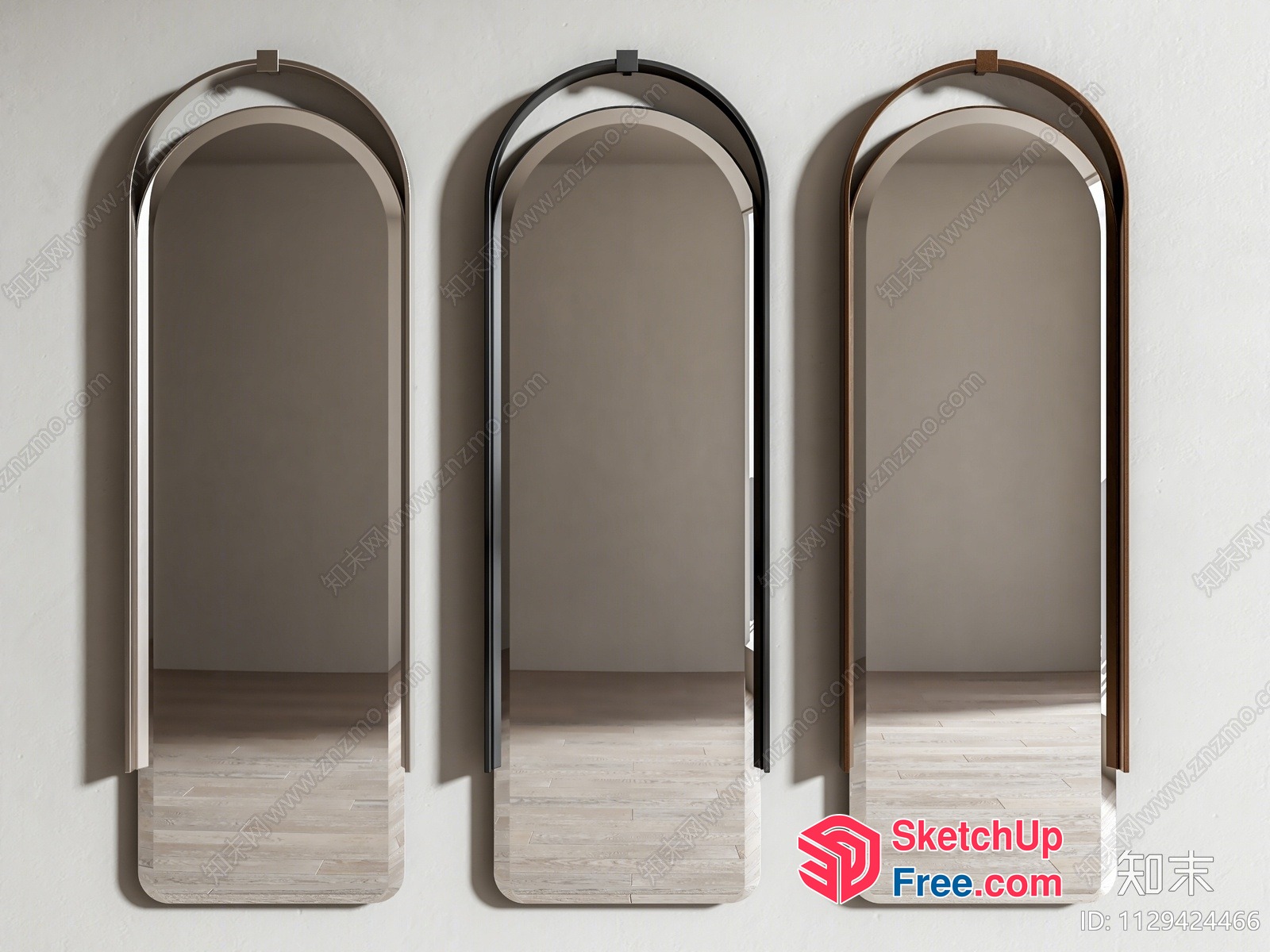 Minimalist Style Arched Mirror Collection 3D SketchUp File