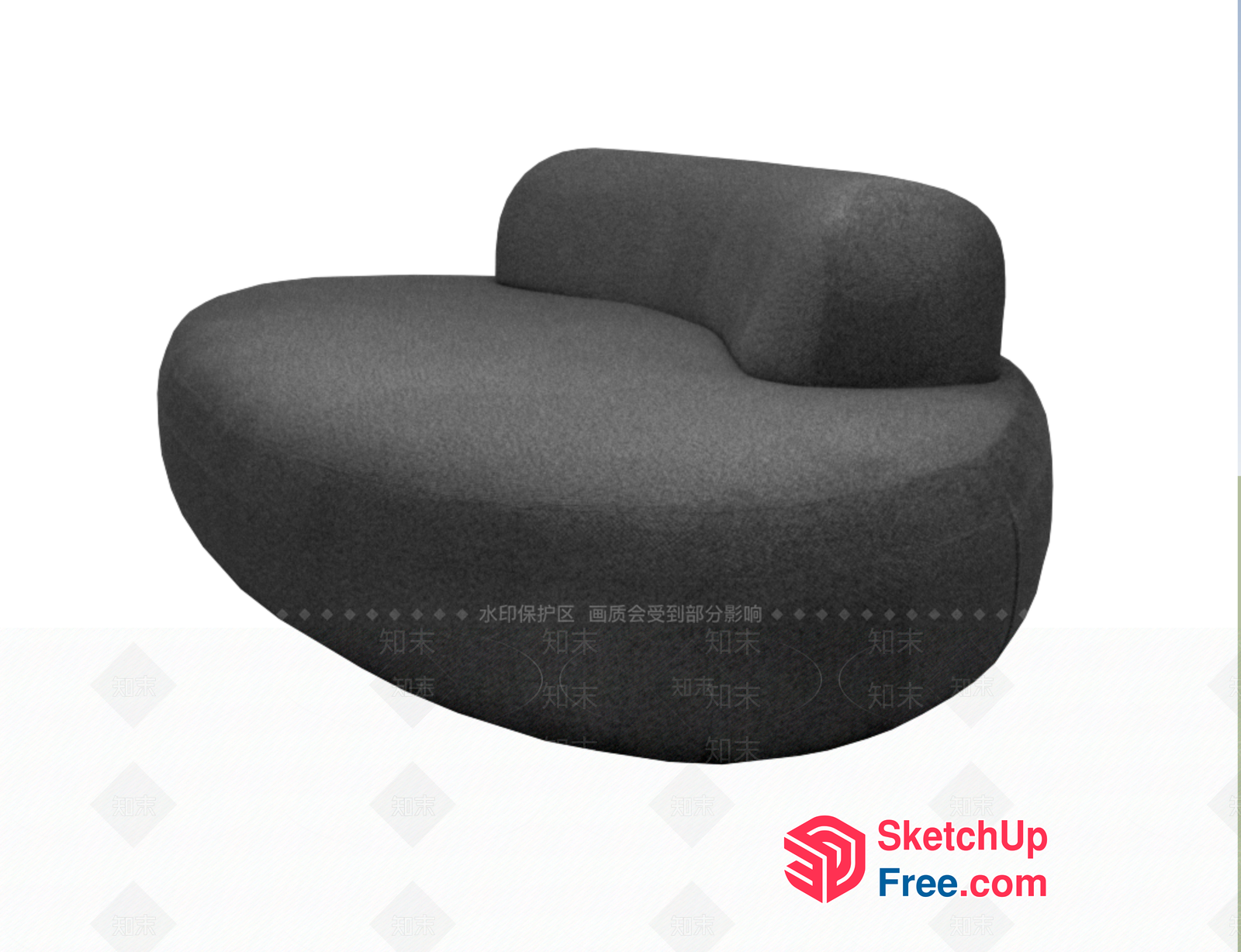 Curved Sofa With Cushioned Backrest 3D SketchUp File