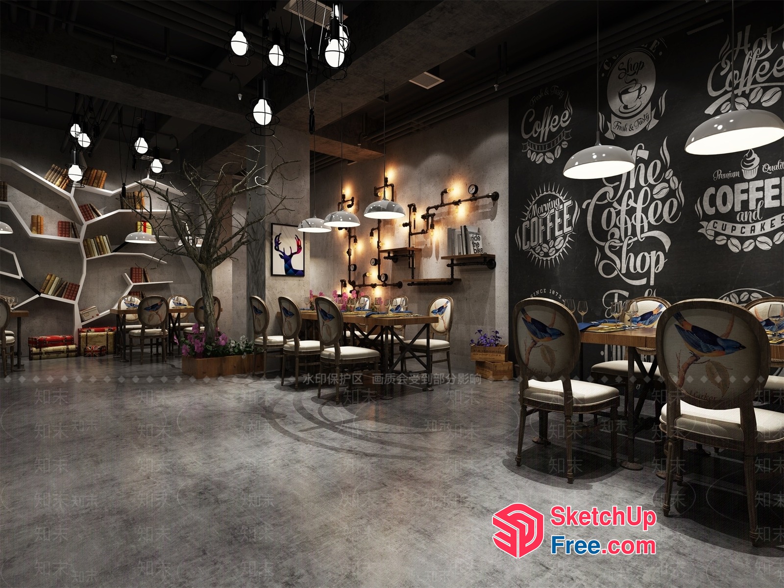 Industrial Chic Coffee Shop 3D SketchUp File