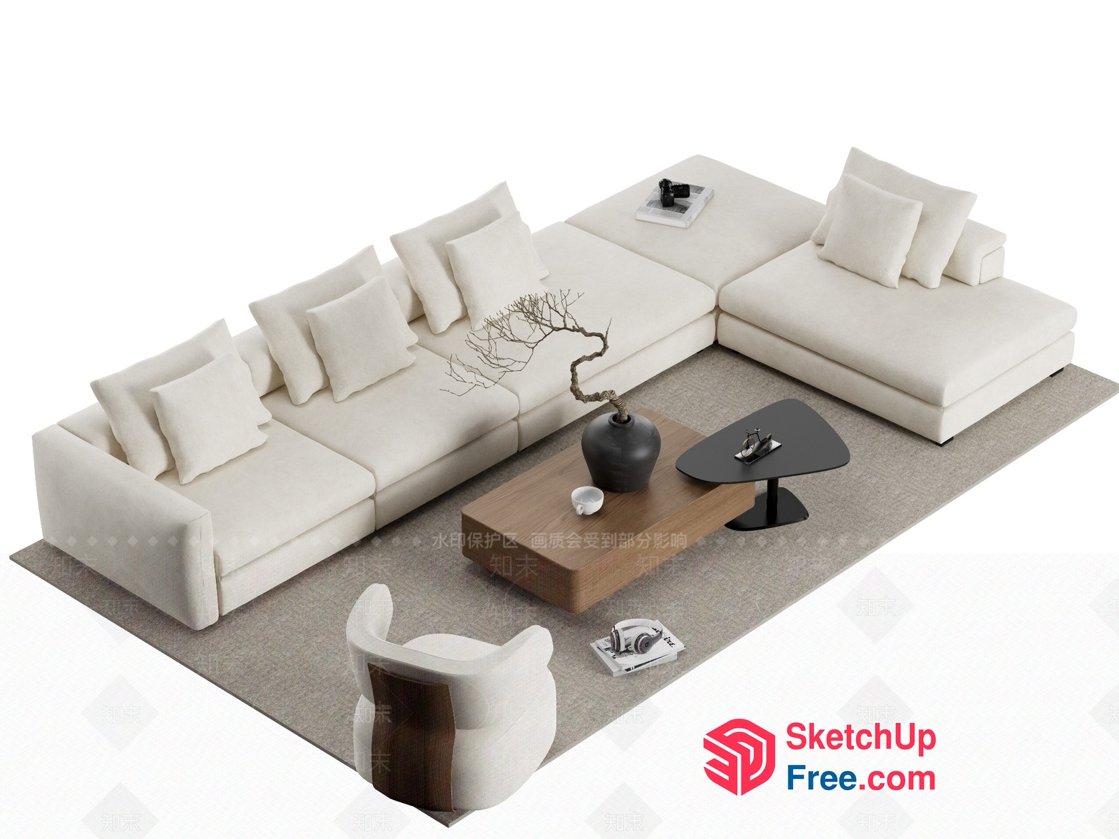 Modern Minimalist Japanese Style Living Room 3D SketchUp File