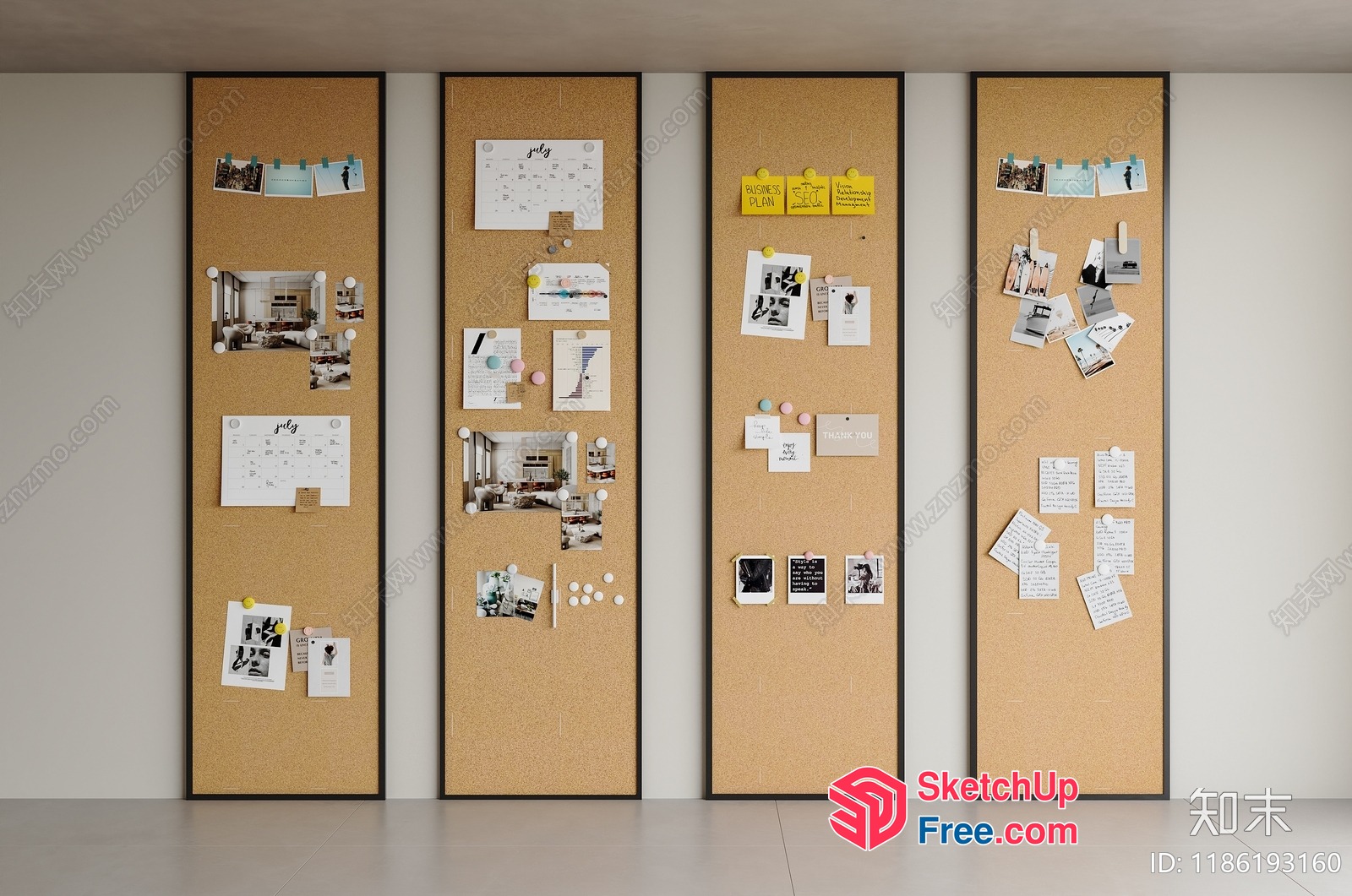 Well-Organized Bulletin Board Collection 3D SketchUp File