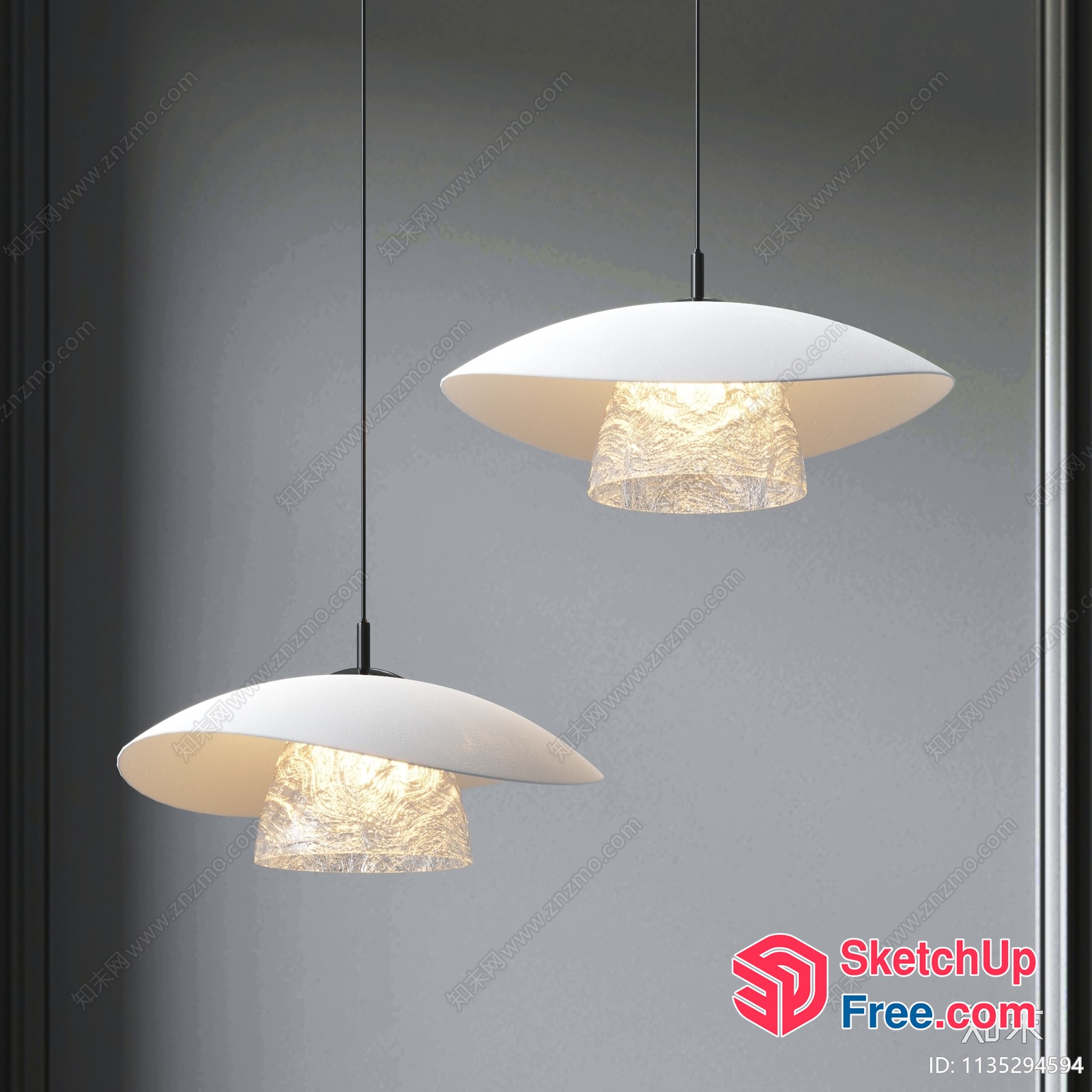Modern Ceiling Light Fixtures With Sleek White Shades 3D SketchUp File