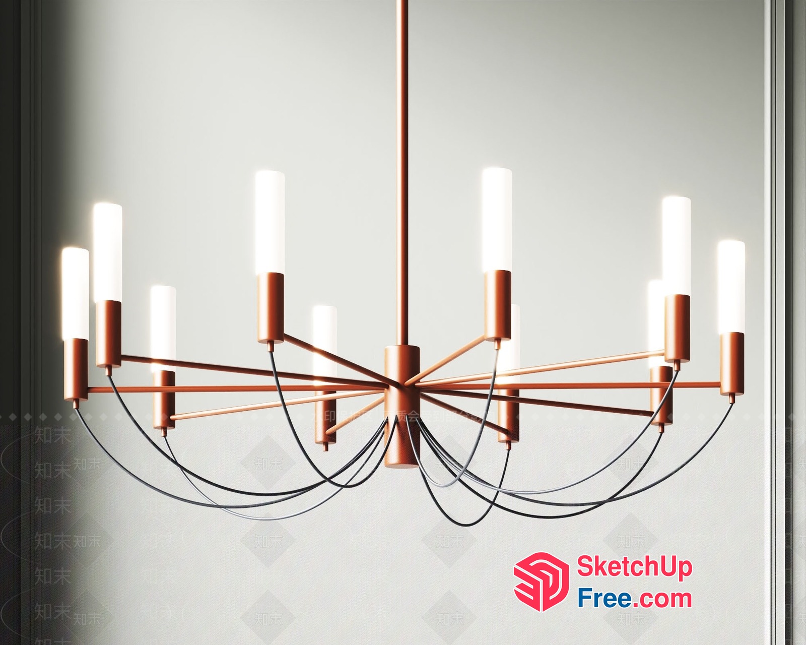 Elegant Chandelier With Multiple Arms And Lights 3D SketchUp File