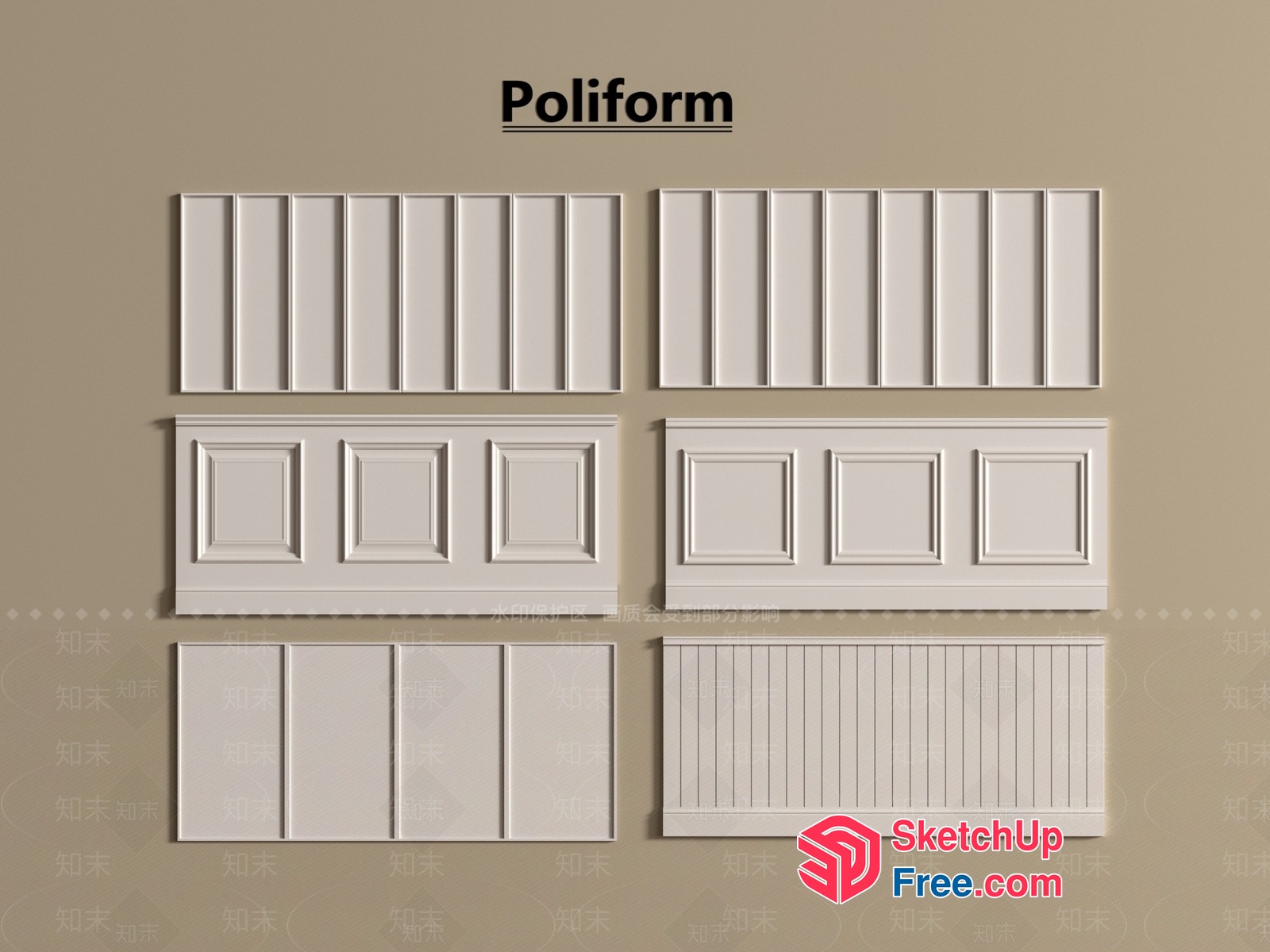 Traditional Ornate Molded Wall Paneling 3D SketchUp File