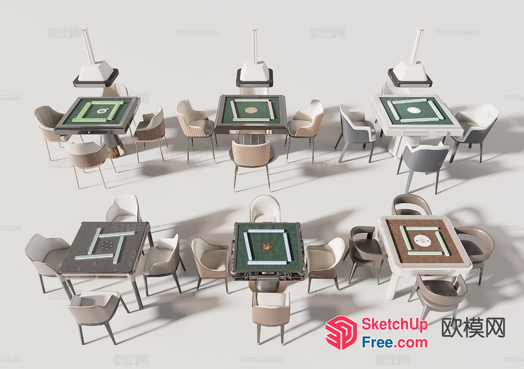 Elegant And Modern Mahjong Tables With Chairs 3D SketchUp File