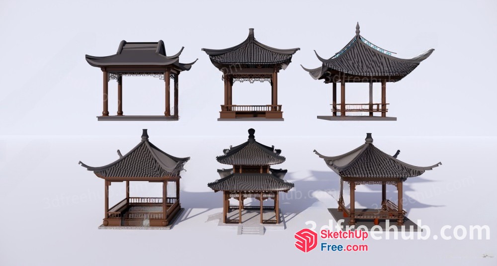 Asian-Style Pavilions 3D SketchUp File