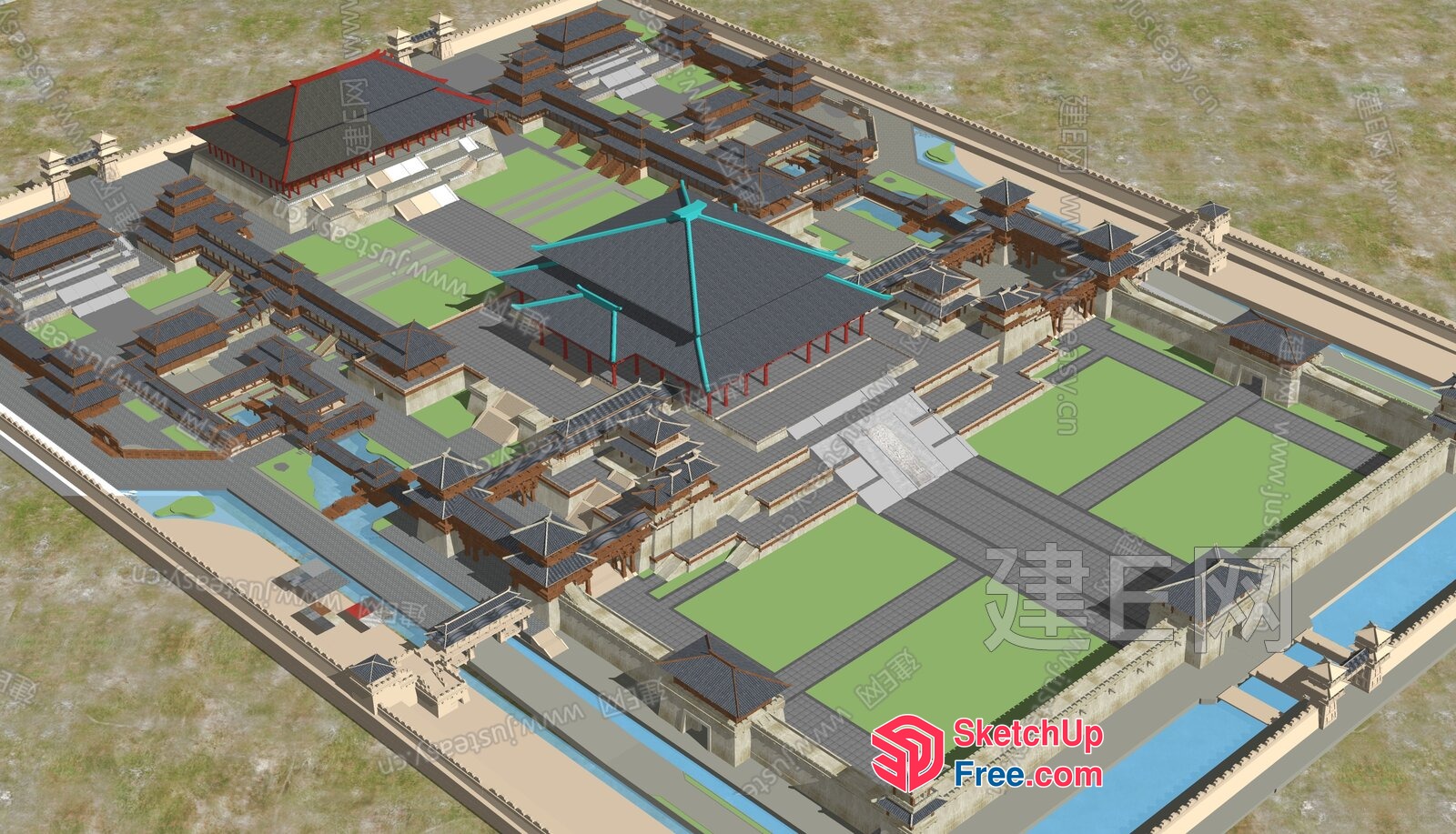 Ancient Asian Architecture Complex 3D SketchUp File