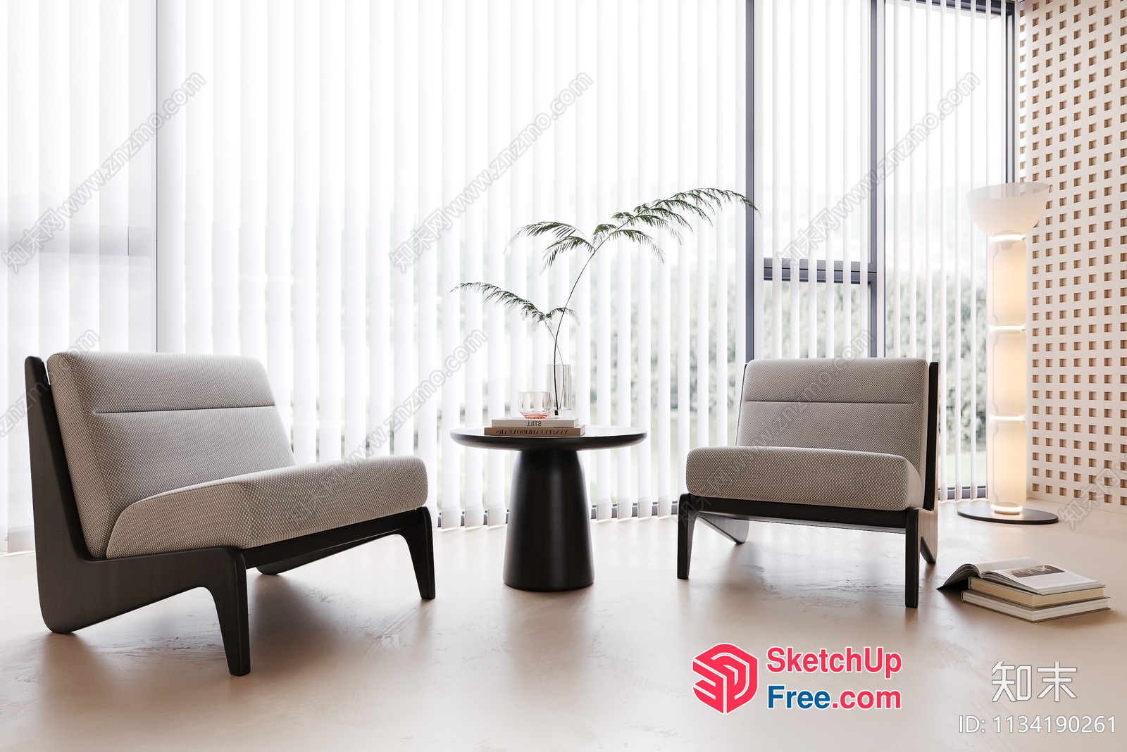 Modern Minimalist Living Room With Neutral Tones 3D SketchUp File