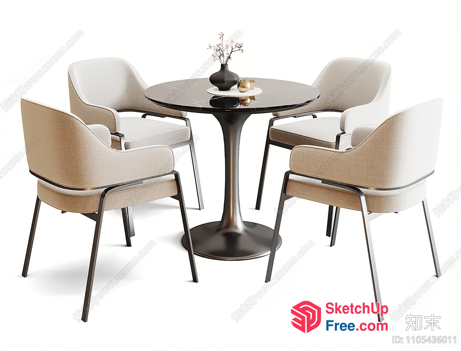 Modern Dining Table And Chairs Set 3D SketchUp File