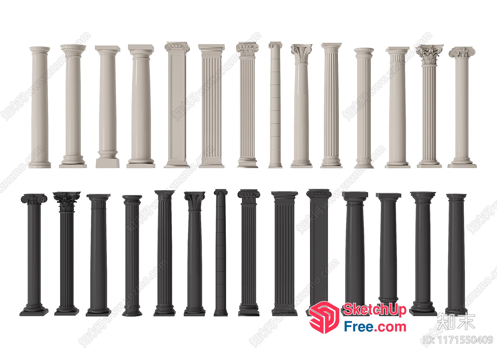 Collection Of Pillars In Various Styles 3D SketchUp File