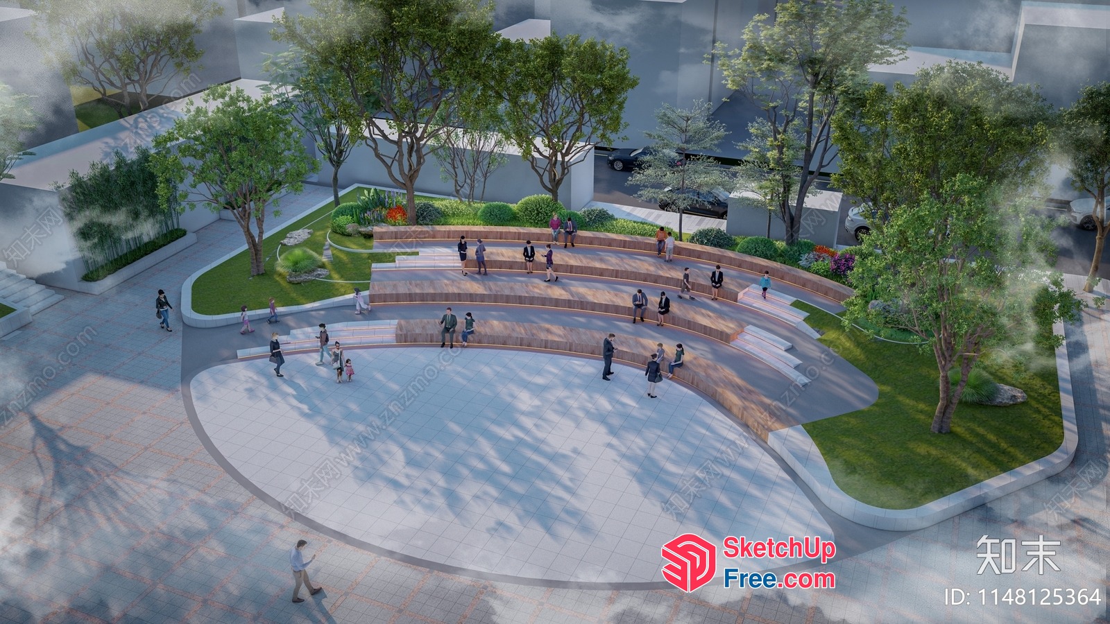 Serene Outdoor Amphitheater With Tiered Seating 3D SketchUp File