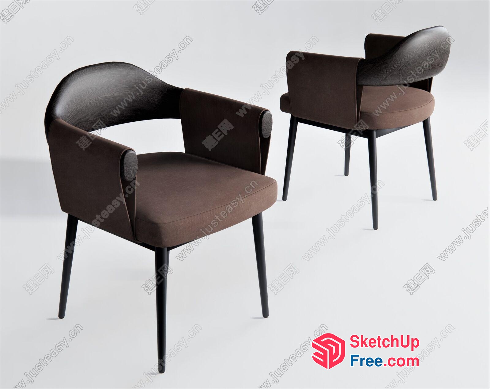 Modern Brown Upholstered Accent Chairs 3D SketchUp File