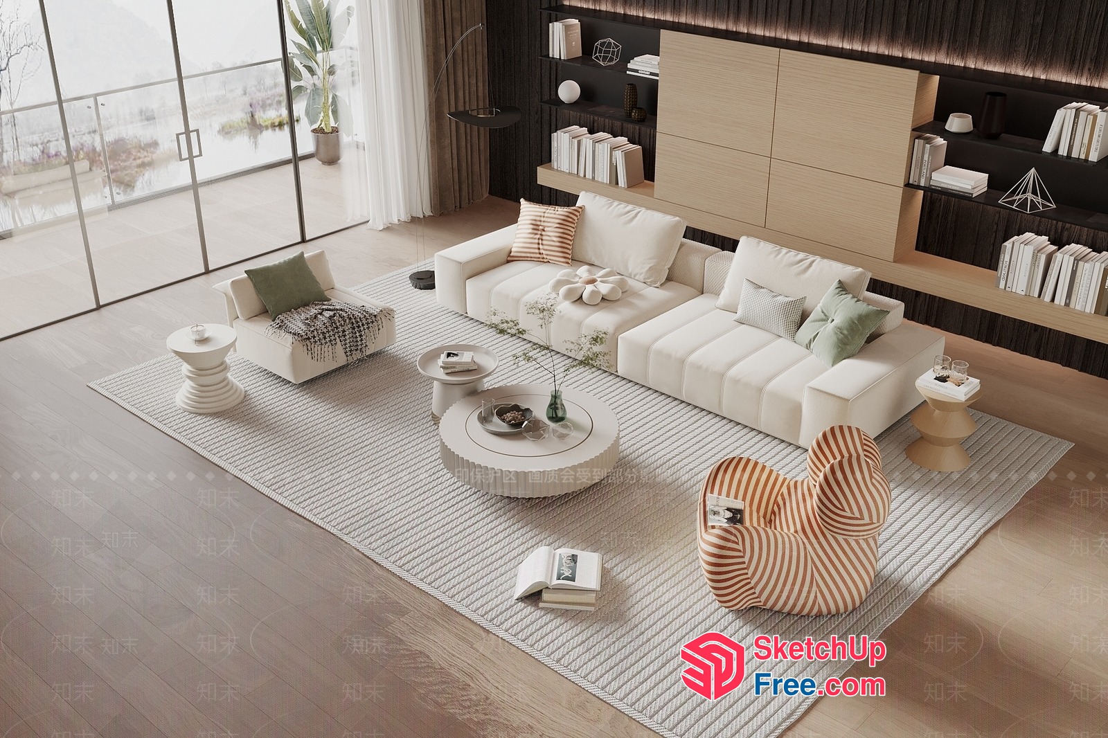 Modern Minimalist Living Room With Natural Light 3D SketchUp File