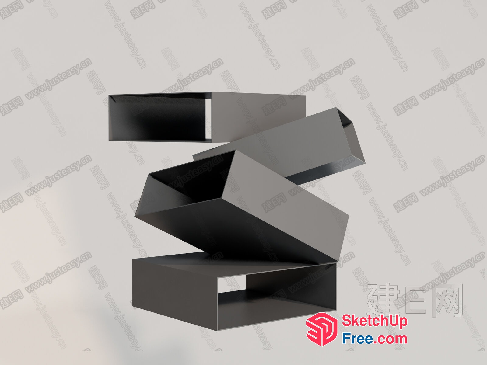 Stacked Rectangular Furniture Pieces 3D SketchUp File
