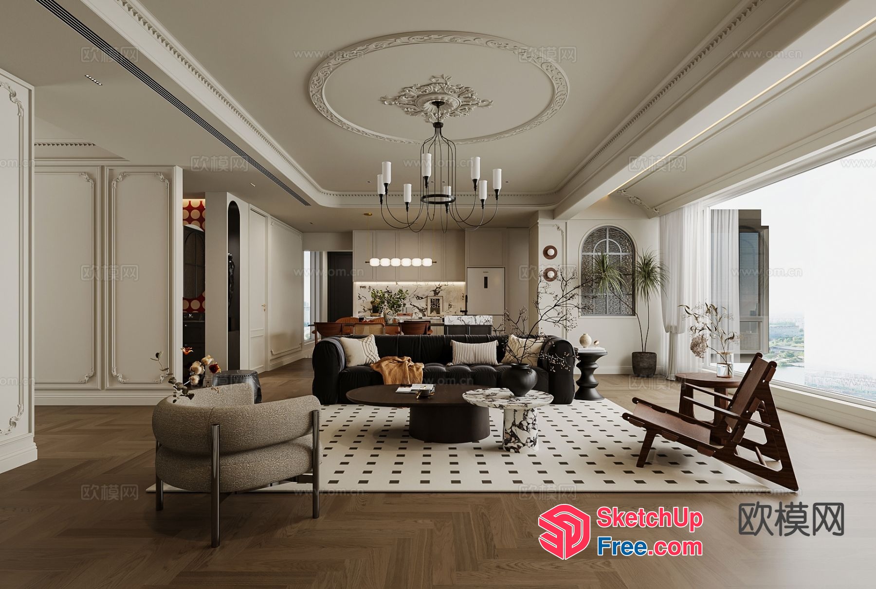 Elegant And Sophisticated Living Room Design 3D SketchUp File