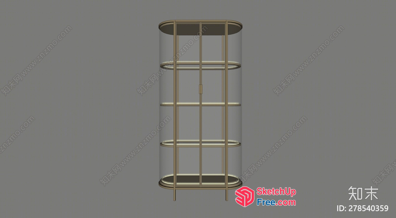 Elegant Glass And Gold Shelving Unit 3D SketchUp File