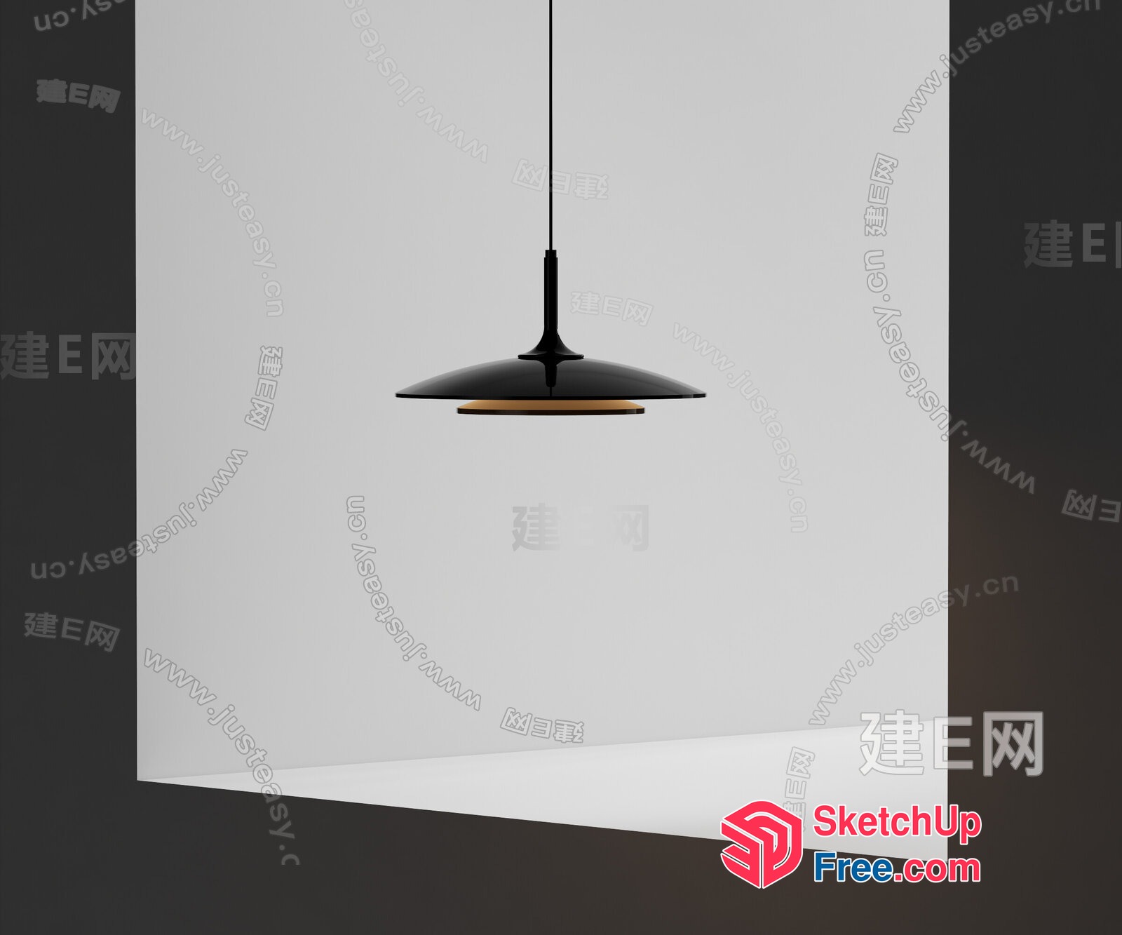 Minimalist Japanese-Style Hanging Light Fixture 3D SketchUp File