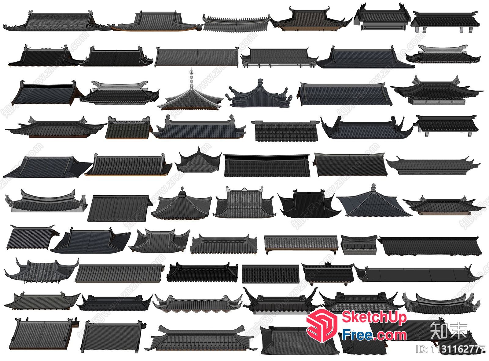Collection Of Traditional Chinese Roof Synthesis Designs 3D SketchUp File