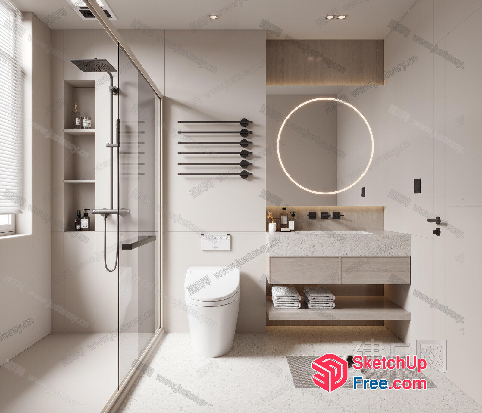 Modern Minimalist Bathroom With Clean Lines And Neutral Tones 3D SketchUp File