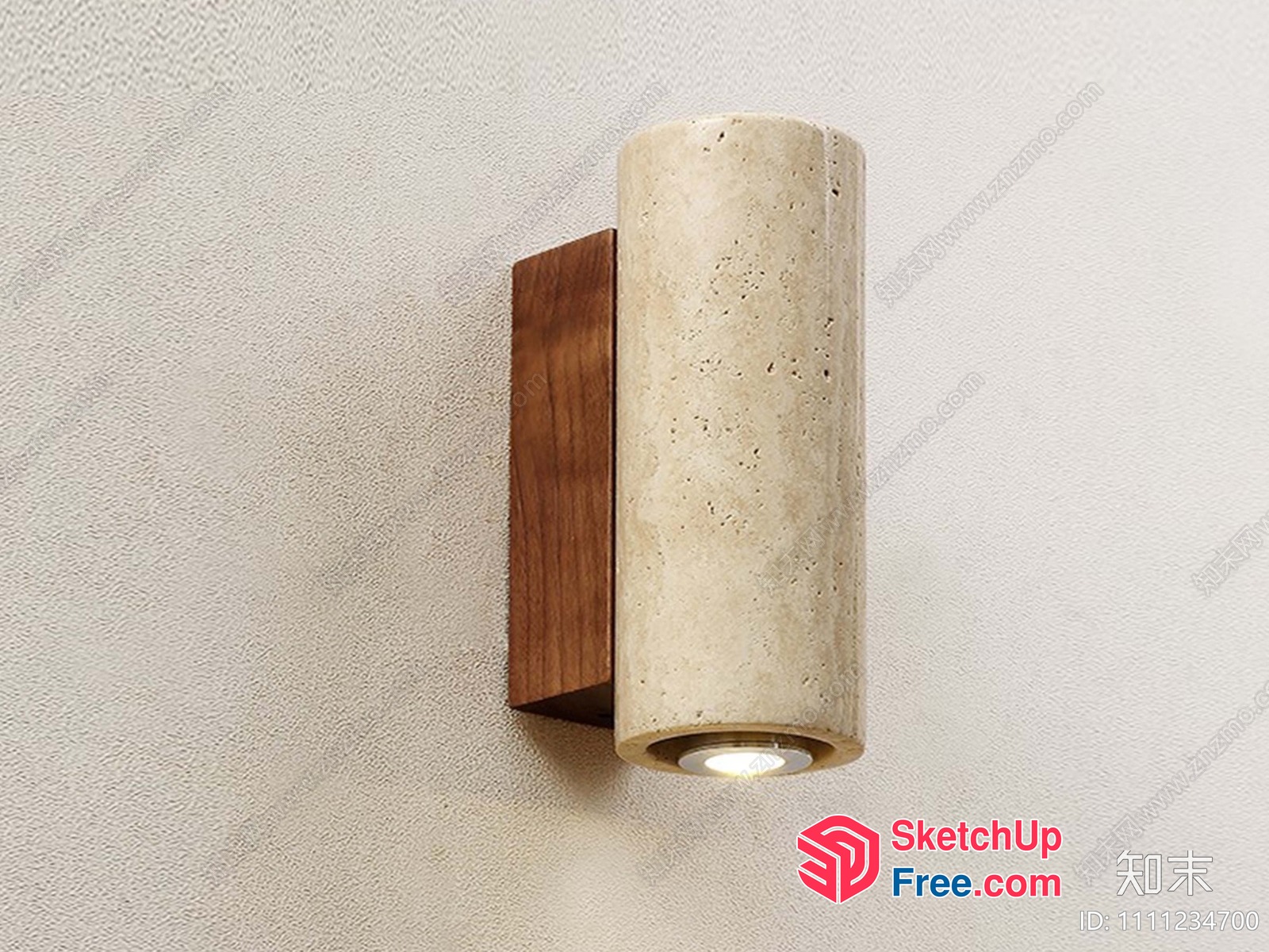 Sleek And Modern Stone And Wood Wall Sconce 3D SketchUp File