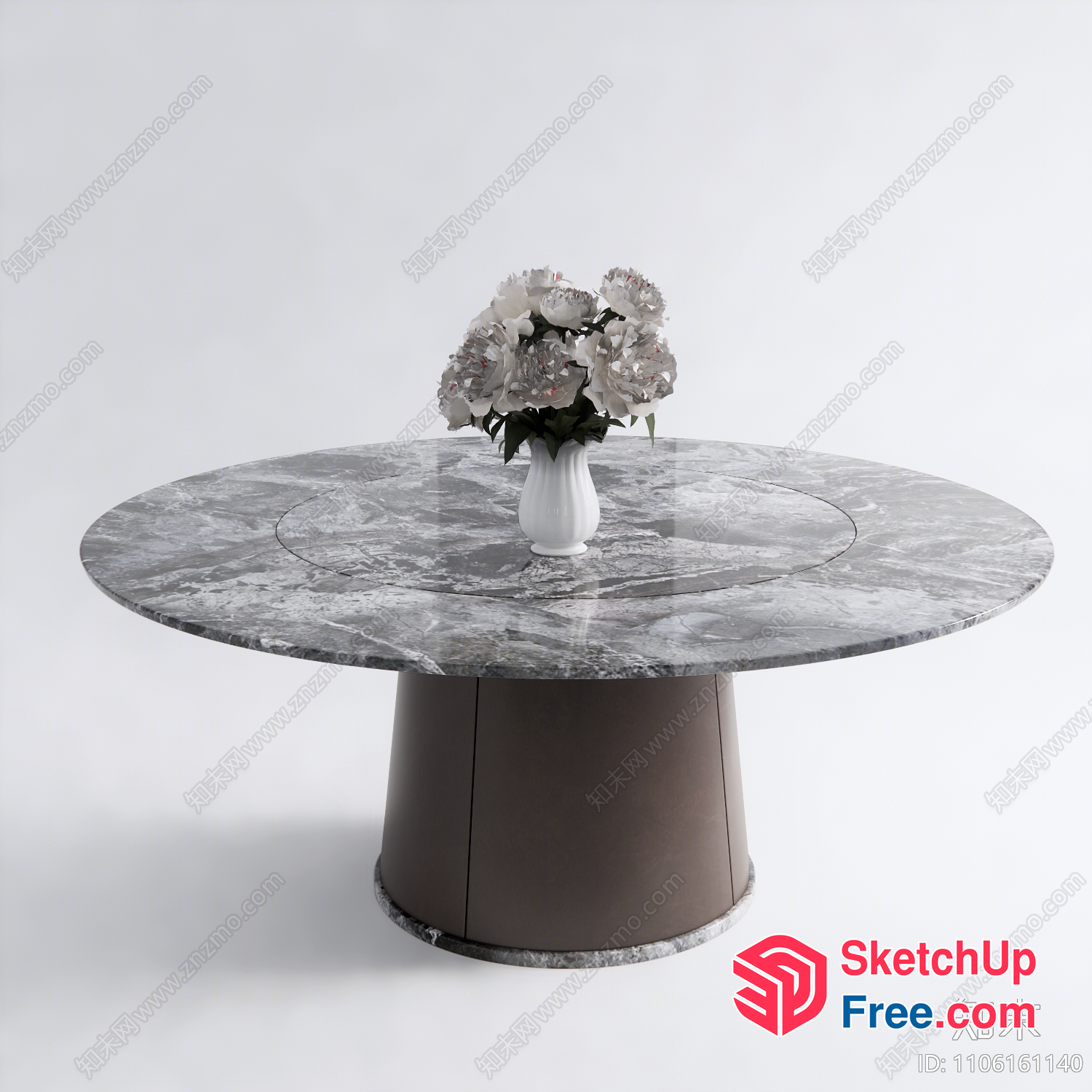 Round Table With Marble Top And Vase 3D SketchUp File