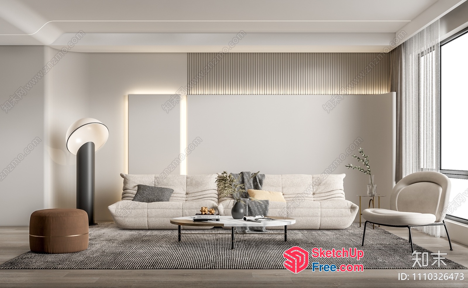 Elegant Minimalist Living Room Interior 3D SketchUp File