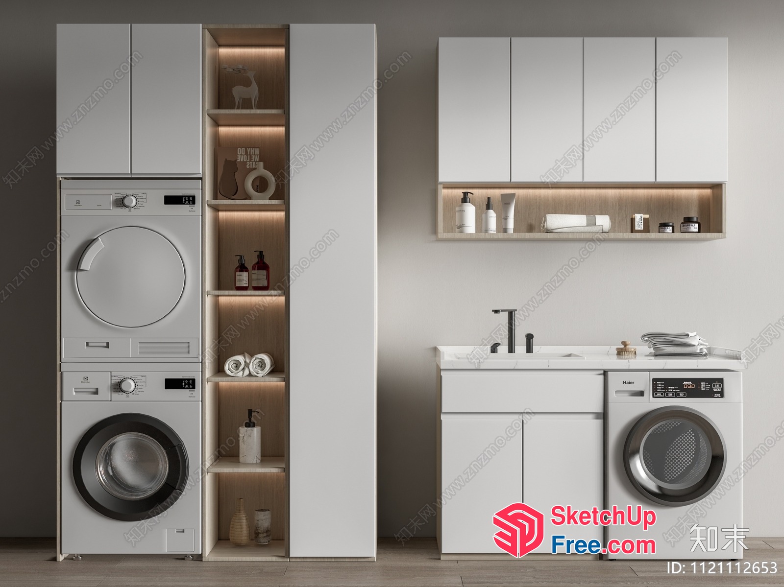Modern White Laundry Room Interior 3D SketchUp File