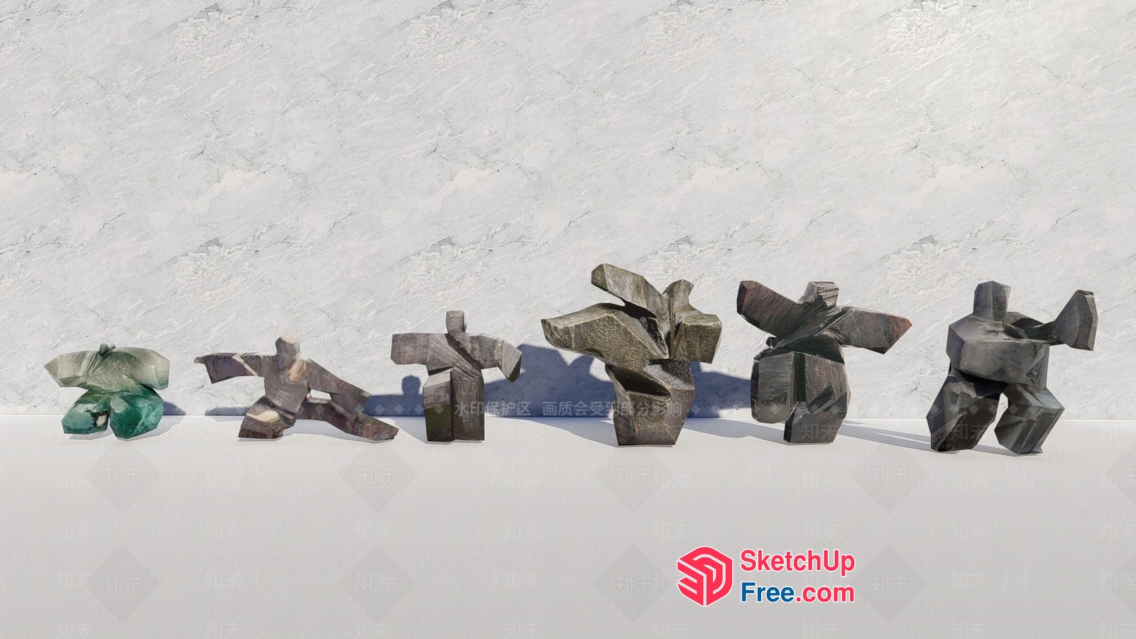 Abstract Stone Sculpture Figures 3D SketchUp File