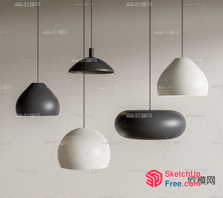 Modern Hanging Pendant Lights Collection 3D SketchUp File