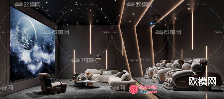 Futuristic Space-Themed Home Theater 3D SketchUp File