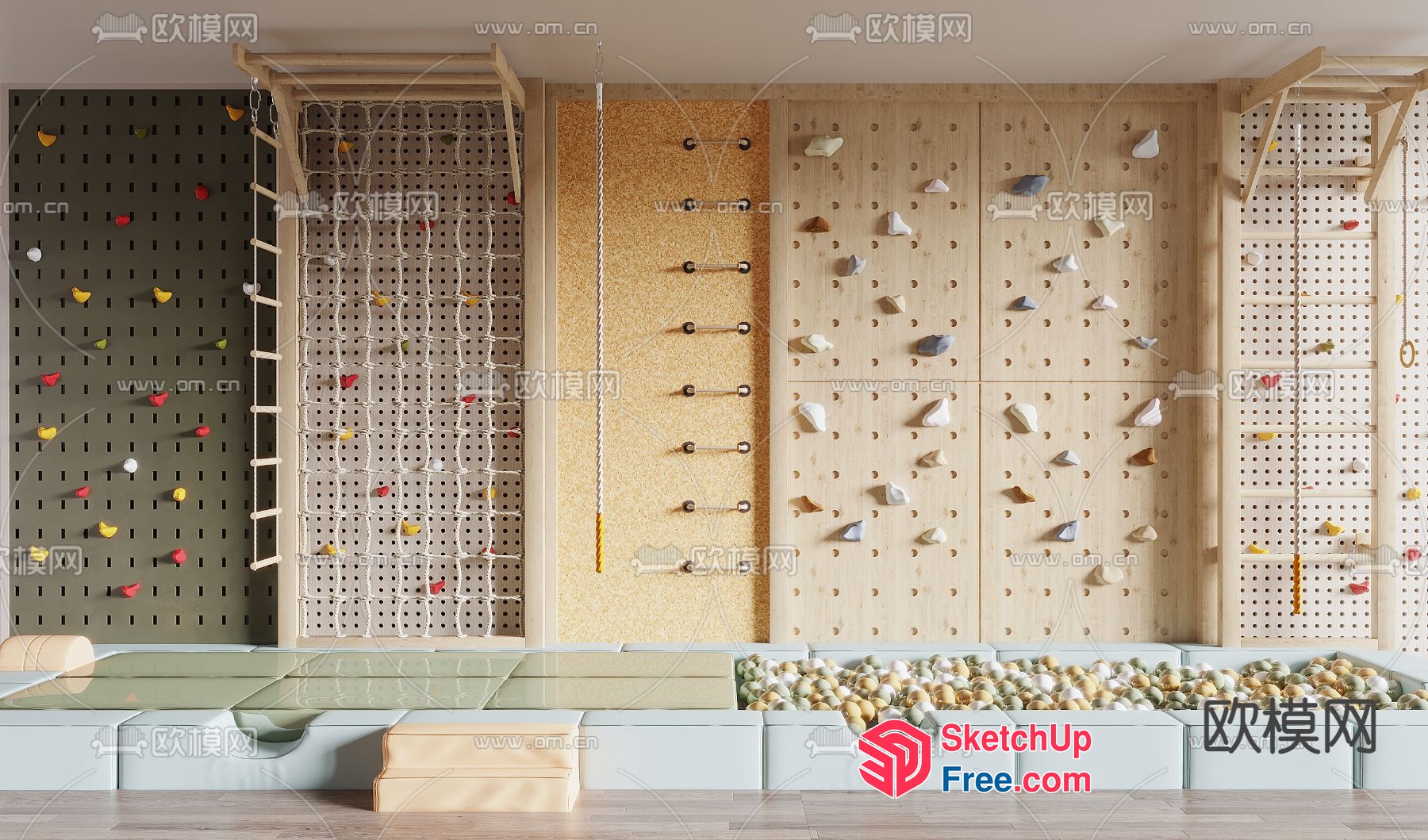 Indoor Climbing Wall Playground 3D SketchUp File