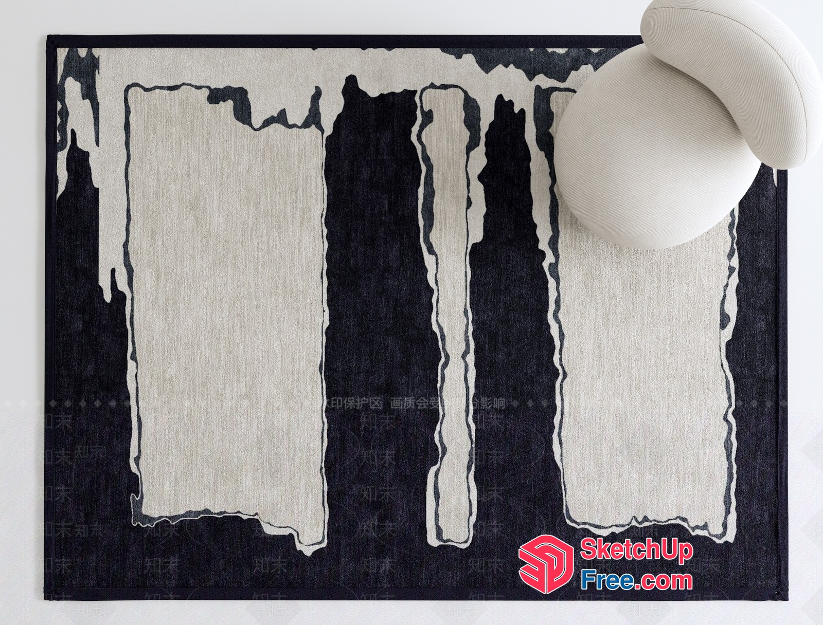 Black And White Abstract Rug 3D SketchUp File