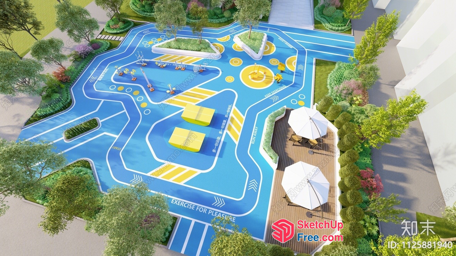 Vibrant Outdoor Fitness Area With Interactive Design Elements 3D SketchUp File