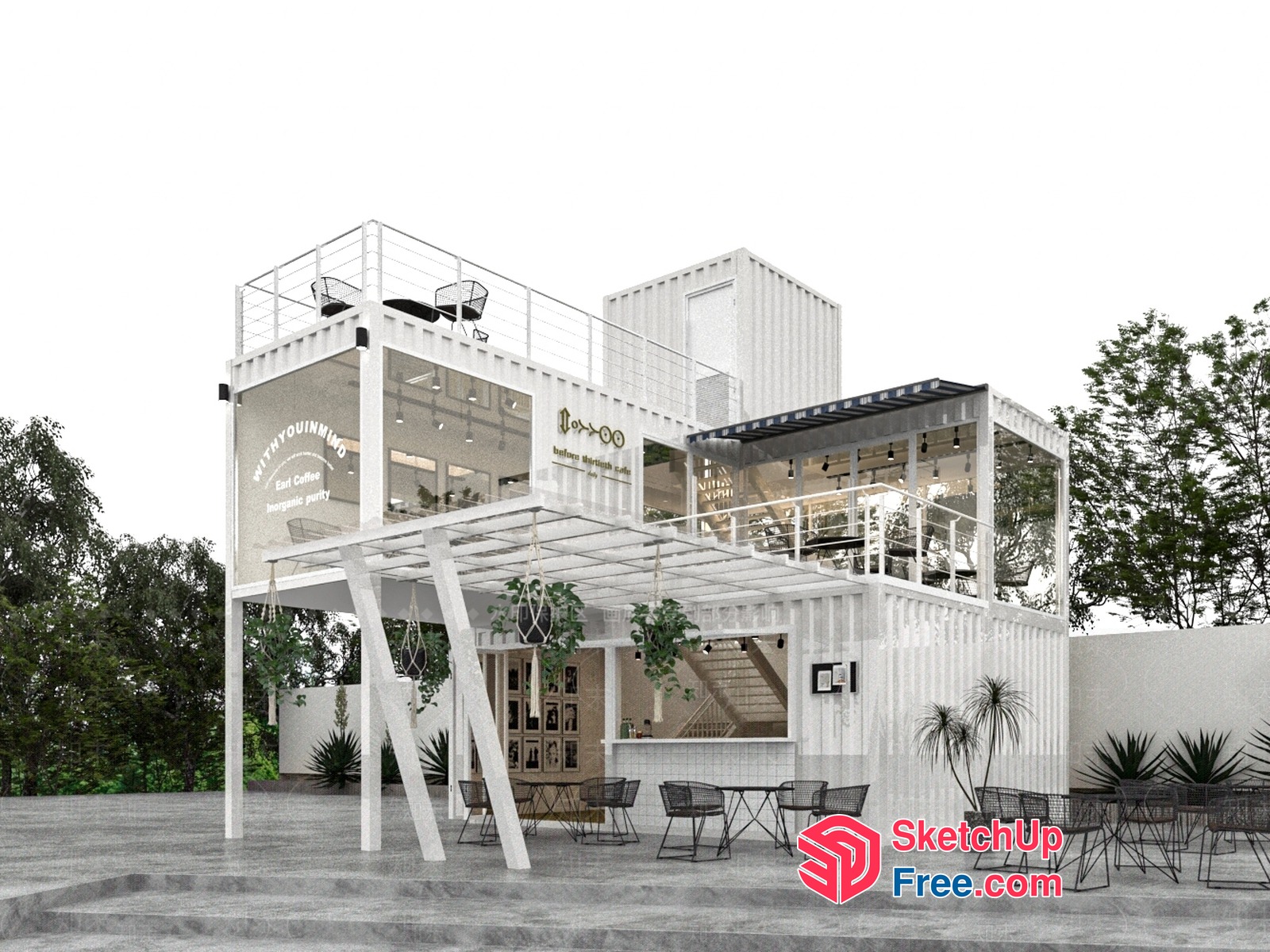 Modern Industrial Coffee Shop 3D SketchUp File