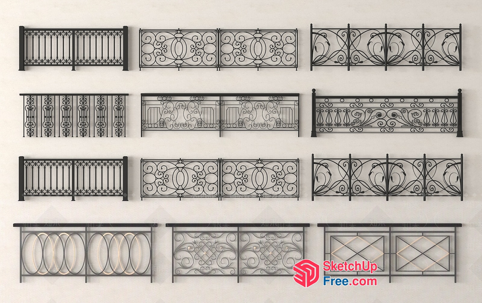 Ornate Railing Designs Collection 3D SketchUp File