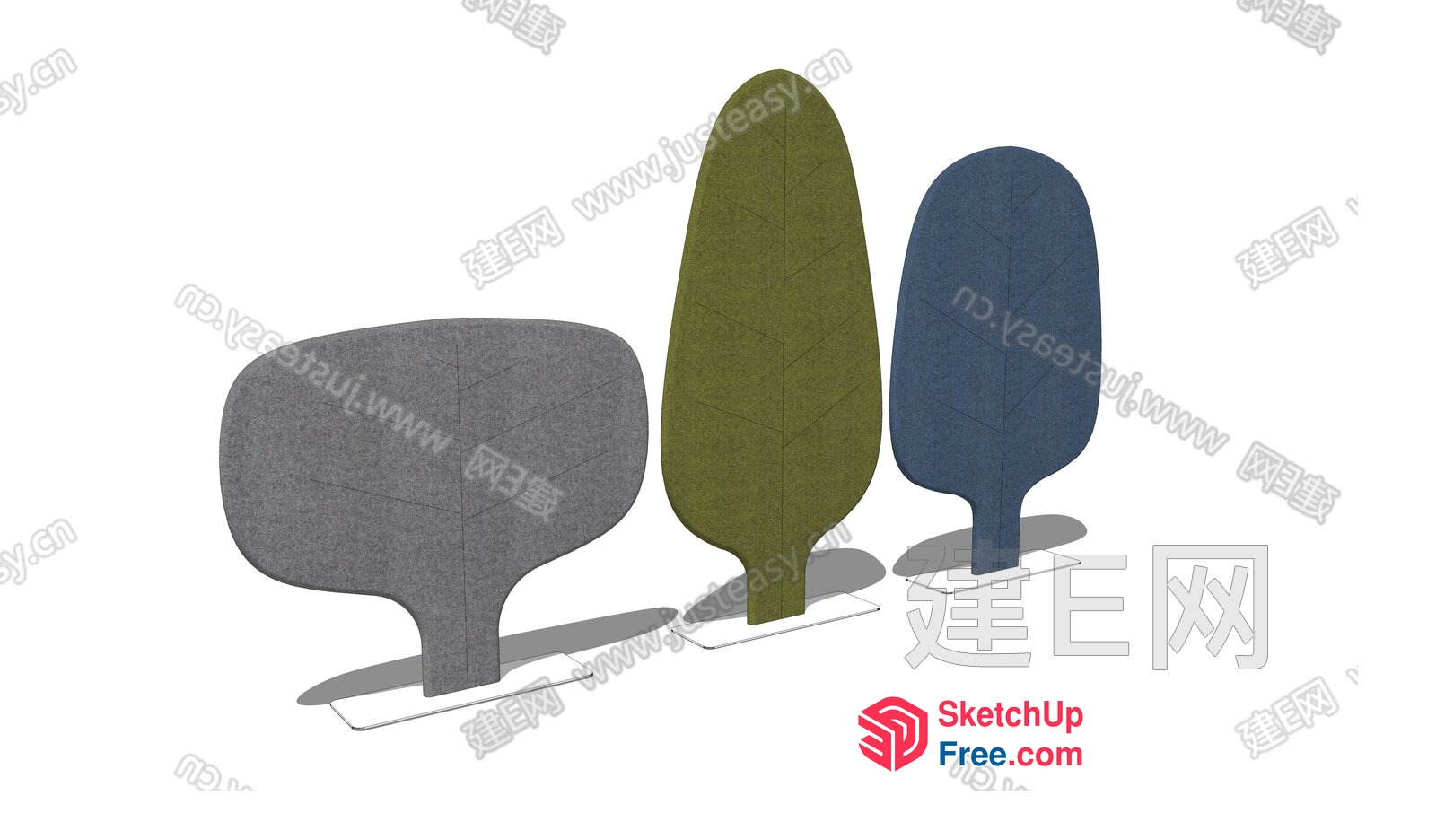 Three Unique Tree-Shaped Decorative Items 3D SketchUp File