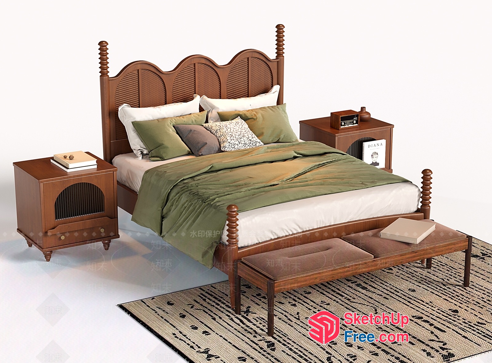 Vintage European Style Bedroom Furniture Set 3D SketchUp File