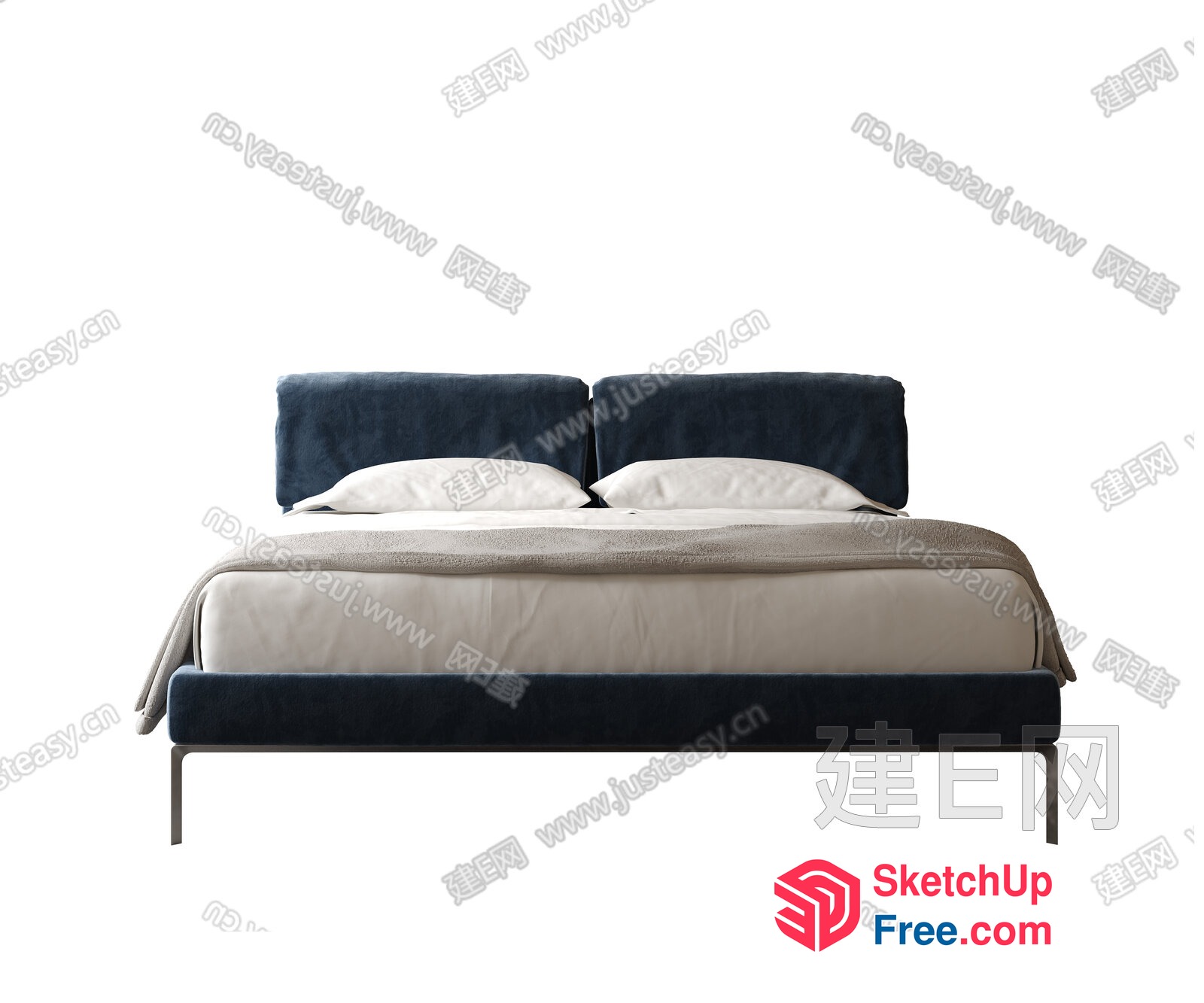 Modern Bed With Headboard And Footboard 3D SketchUp File