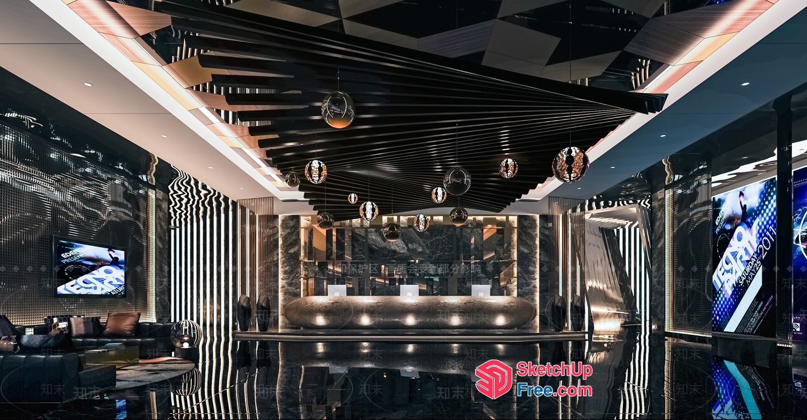 Modern Luxury Hotel Lobby Interior Design 3D SketchUp File