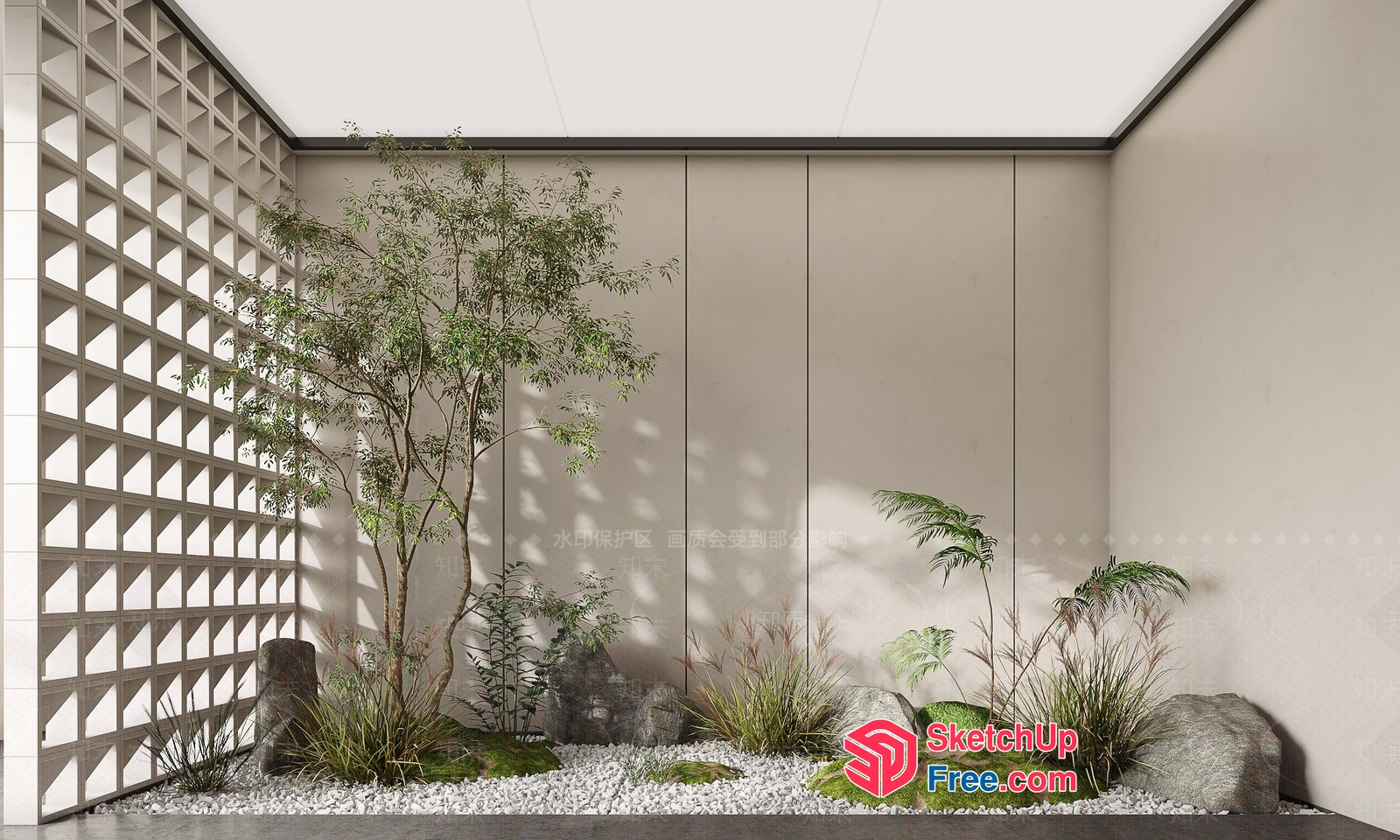 Modern Zen Garden Interior 3D SketchUp File