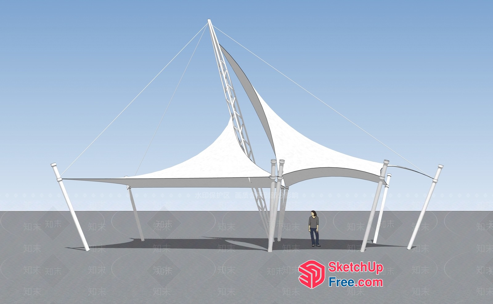 Large White Sail Structure 3D SketchUp File